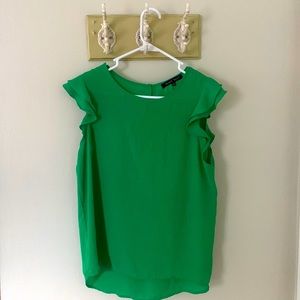 Kelly Green Ruffled Cap Sleeve Top